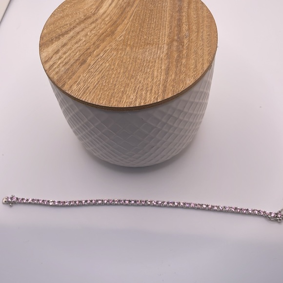 Sterling silver with pink cubic Zirconia diamond tennis bracelet 💎 - Picture 4 of 5